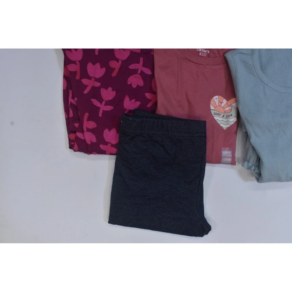 Carters Bulk Lot Of 7 Girls Size Small 6/7 Mixed Season Tops Bottoms Dresses